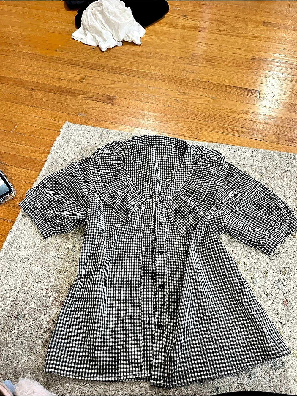 Gingham Shirt Dress in Black & White Like New